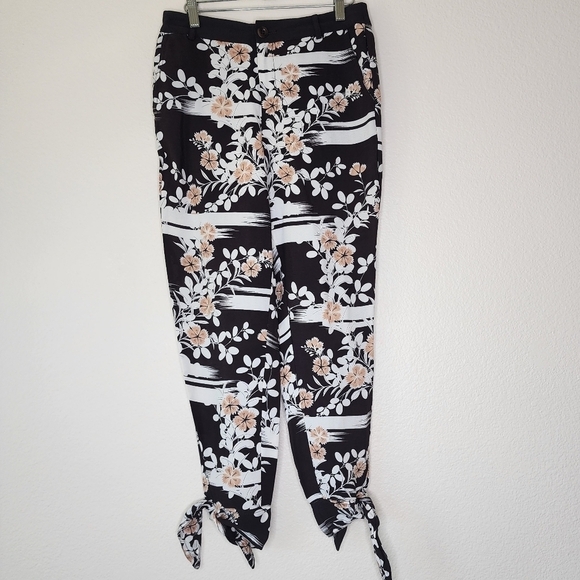 Anthropologie Elevenses Black High Rise Ankle Tie Tapered Jogger Pants - Picture 3 of 7